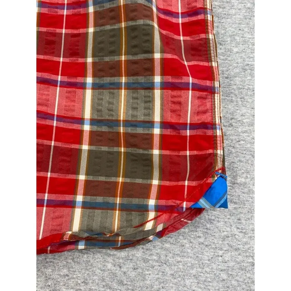 The North Face Shirt Mens Large Red Plaid Button Down Short Sleeve Outdoor Hike